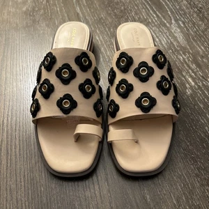 Cole Haan Carly Single Band Block Heel Floral Leather Slip On Sandals Size 10 - Picture 1 of 11