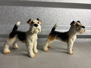 VINTAGE WEST GERMANY GOEBEL PORCELAIN AIREDALE TERRIER DOG FIGURINES-Lot Of 2(K3 - Picture 1 of 9