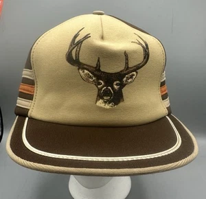 Vintage Buck Deer Hunting 1980s 3 Stripe Adult Trucker Hat - Picture 1 of 13