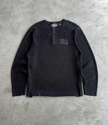 Vintage Harley Davidson Black Thermal Knit Sweater - XXL - Image 1 of 4