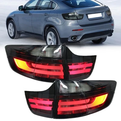 Luz trasera LED ahumada para BMW X6 E71 2008-2014 con luces de freno traseras de señal amarilla Foto 1 de 4