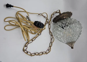 Neu verkabelte Vintage Hollywood Regency Swag Diamantschliff Deckenleuchte Leuchte - Bild 1 von 24