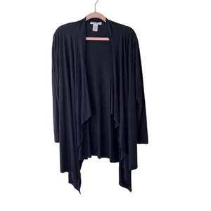 Barefoot Dreams Luxe Milk Jersey Calypso Wrap Black Open Cardigan Womens 1X - Picture 1 of 4