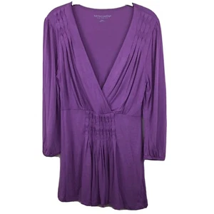 Soft Surroundings Shapely S Top Purple Faux Wrap Long Sleeve Tunic - Picture 1 of 10