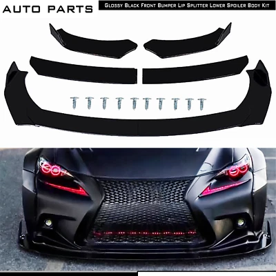 Front Bumper Lip Bod Kit Spoiler Splitter Gloss Black For Lexus LS460 LS500 - Изображение 1 из 4
