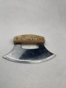 Vintage Alaska Ulu Wood Food Chopper Curved Blade - Picture 1 of 6