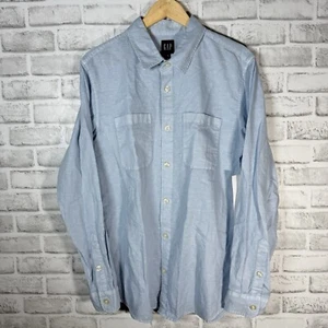 VTG NWT GAP Blue Linen Long Sleeve Button Down Shirt Mens Size M - Picture 1 of 5
