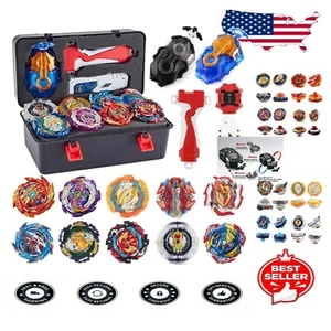 10 Spinning Tops & 2 Launchers - Bey Battle Burst Educational Toy for Young Boys - Picture 1 of 8
