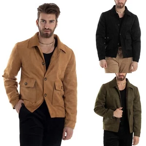Veste Homme En Suède Avec Boutons Poches Plusieurs Couleurs GIOSAL - Imagen 1 de 20
