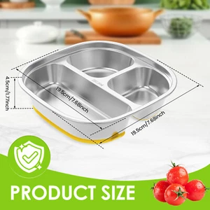 Metal Kid Plate Safe Suction Plates Versatile Stainless Steel Divided Kotph - Picture 1 of 11