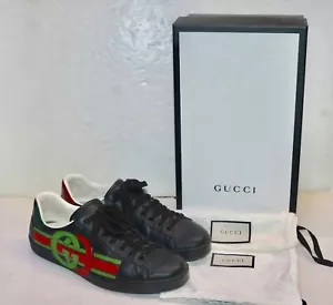Sneakers Gucci Ace Interlocking G da uomo in pelle nera taglia 9 - Foto 1 di 19