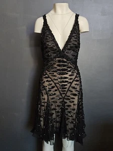 đŸ’¥STUNNING MANDALAY Y2K Evening COCKTAIL DRESS Embellished Beaded BLACK Size 8 - Picture 1 of 17