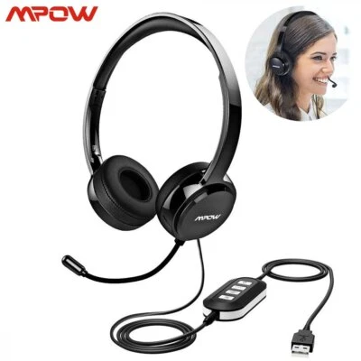 Auriculares de oficina Auriculares USB con micrófono con cancelación de ruido para PC Computadora Laptop Foto 1 de 4