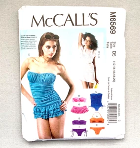 MCCALL'S M6569 MISSES 6 SWIMSUIT & COVERUP PATTERN ONE PIECE BIKINI SIZE 12 - 20 - Picture 1 of 3