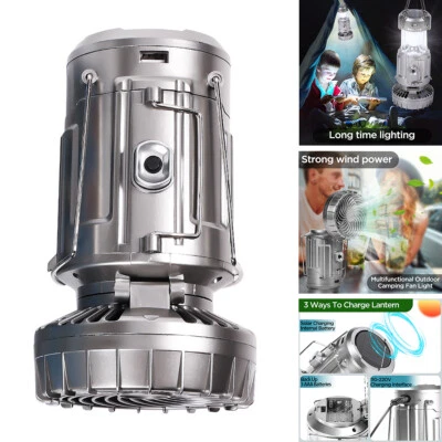 Ventilador de luz de camping de carga solar linterna portátil recargable lámpara plegable Foto 1 de 4