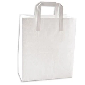 Kraft White Paper Carrier Bag [Small] - 7" x 3.5" x 9" 178 x 89 x 229mm  - Picture 1 of 1