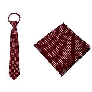 Conjunto de corbata y cuadrado de bolsillo con cremallera de punto borgoña para hombre bodas formales graduaciones - Imagen 1 de 2