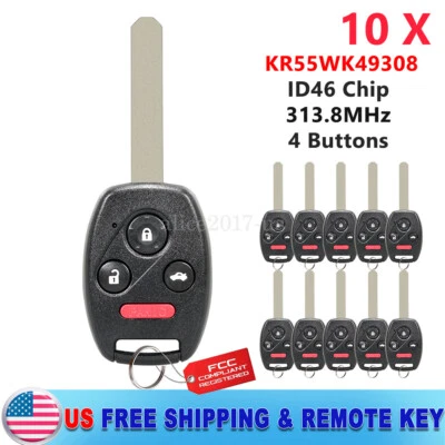 10 Llavero de cabeza remota para Honda Pilot LX EX 2009 2010 2011 2012 2013 2014 2015 Foto 1 de 4