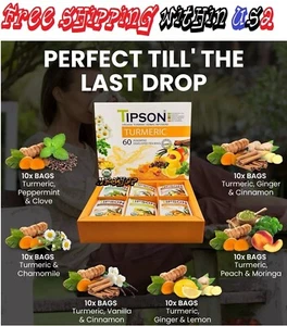 Tipson Organic Turmeric Variety Sampler - 6 Flavors (60 Tea Bags), Herbal Tea... - Picture 1 of 15