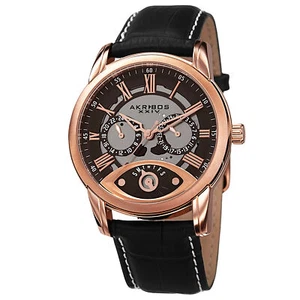 Herrenuhr Akribos XXIV AK725RG roséfarben Multifunktions-Stufen-Zifferblatt braun Leder - Bild 1 von 7
