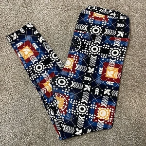 LuLaRoe Tall Curvy TC Aztec Tribal Native Arrow Sun Colorful Womens Leggings VGC - Picture 1 of 11