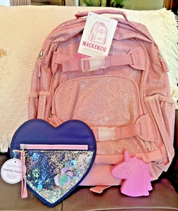 School Pottery barn Disney Glitter BACKPACK rainbow princess +Lunch BOX+case bag - Picture 1 of 24