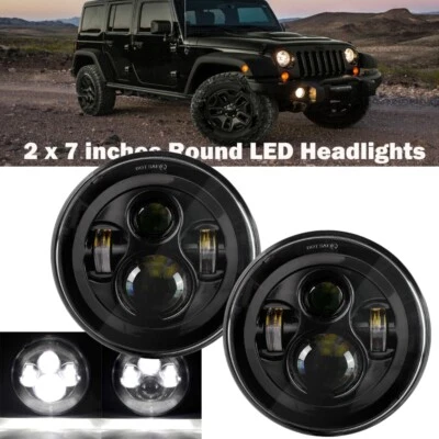 Pair 7" Inch LED Round Headlights Hi/Lo Beam DRL Turn Light Light for GQ PATROL - image 1 of 4