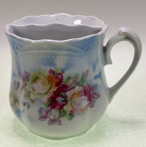 Antique Ironstone Shaving Scuttle Mug Floral Bouquet Germany - Picture 1 of 8