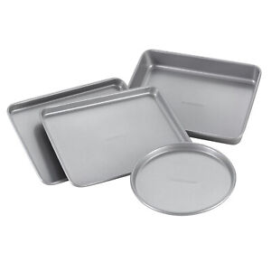 4 Piece Durable Nonstick High Heat Toaster Oven Bakeware Sets Gray Baking Dish