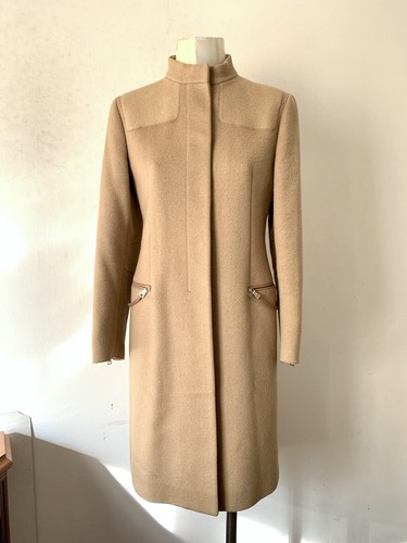 Prada Fall 1999 Camel Hair And Leather Minimal Coat Size IT42