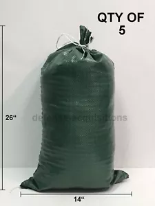 SET OF 5 Sandbags - Empty - 14x26 - Poly Sandbag Sand Bags Bag NEW - Picture 1 of 6