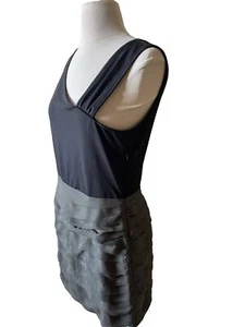 Saks Fifth Avenue Cocktail Bondage zweifarbig grün schwarz Rüschen Minikleid M - Bild 1 von 6