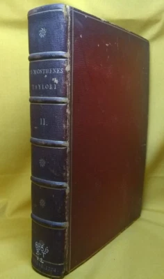 Demosthenes, John Taylor 1774 Greek/Latin Text Leather volume 2 only, ex-library — 第 1/4 张图片