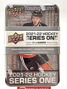 2021-22 Upper Deck Series 1 Hockey Tin 9 Packs/8 Cards + Bonus Pack/3 OPC Cards