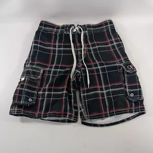 OP Board Shorts Plaid Black Red Mens Size Medium - Picture 1 of 5