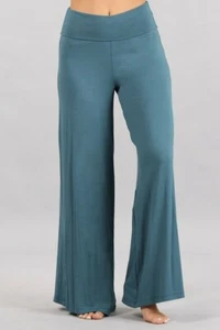 Chatoyant Fold Over Waist Palazzo Deep Teal Small - Picture 1 of 4