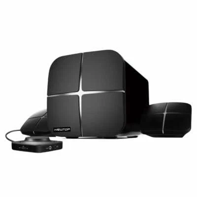 Set 2.1 Bluetooth Speaker 38W Subwoofer Home Theater AUX USB Jack 3.5mm Nero - Immagine 1 di 4