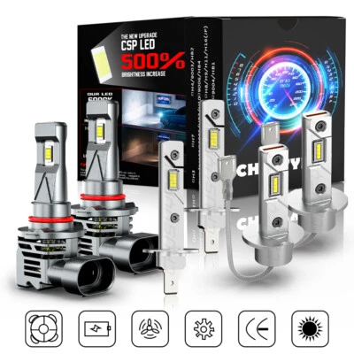 适用于 1997 - 1998 年日产 240SX 6 件 LED 车头灯灯泡高/低光束 + 雾灯套件 — 第 1/4 张图片