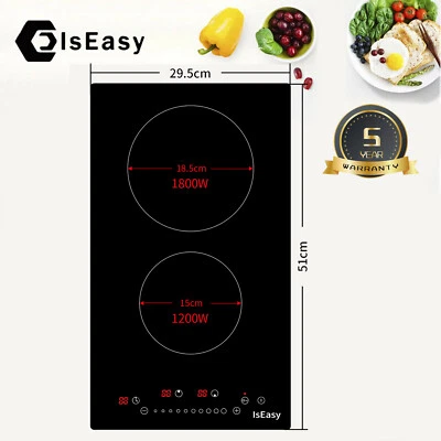 51cm 2 Fuochi Piano Cottura a ceramica da incasso Controllo Touch Blocco Bambin - Immagine 1 di 4