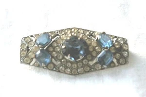 * BIJOU FANTAISIE ANCIENNE BROCHE STRASS RECTANGULAIRE 5 cm - Foto 1 di 2