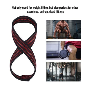 Soft Nylon and Spandex Figure 8 Weight Lifting Straps Gym Training Support - Picture 1 of 16