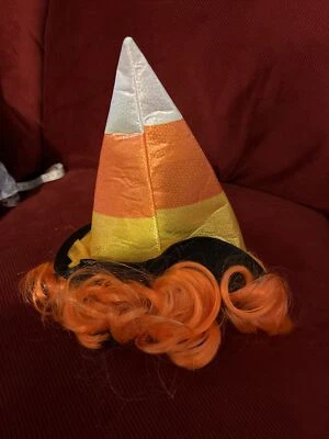Sombrero de bruja Candy Corn y peluca naranja disfraz de perro talla grande/X-grande Foto 1 de 4