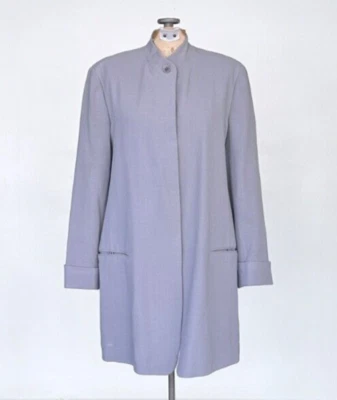 Donna Karan Womens Blazer Size Medium Vintage Designer High Collar Gray Blazer - Image 1 of 4