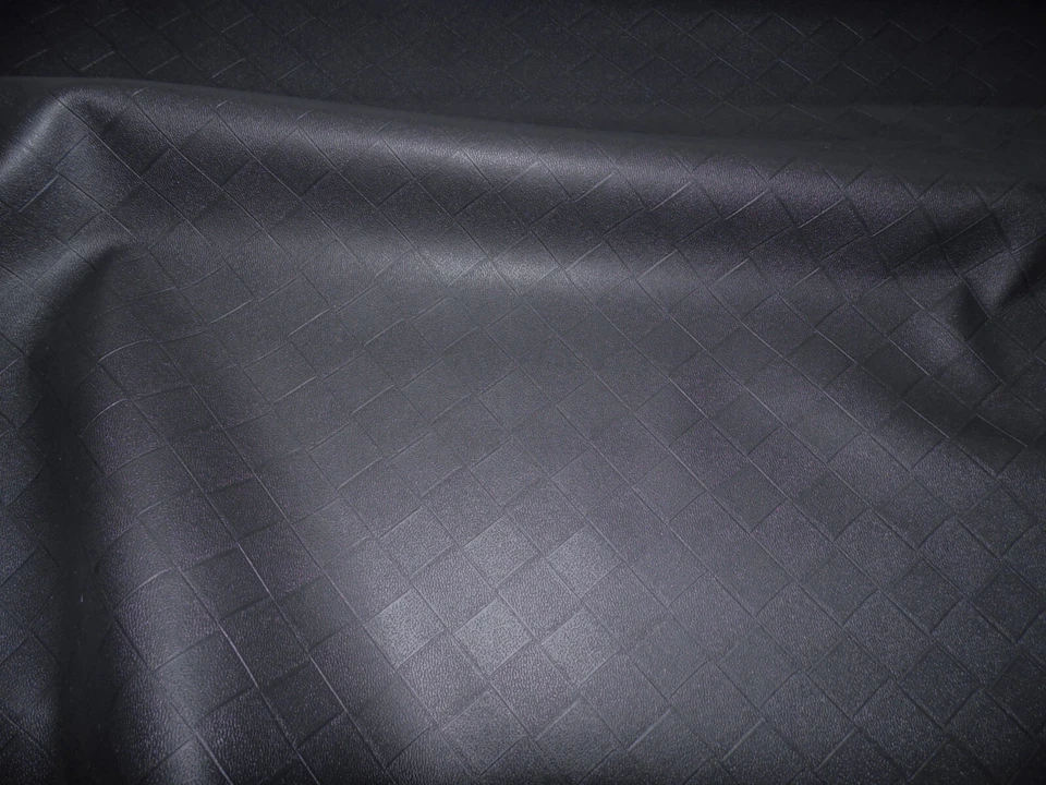 Tela Richloom Resistente Imitación Cuero Plisado Vinilo Biselado Negro Diamante OO41 Foto 1 de 1