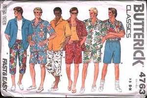 4763 Vintage Butterick SEWING Pattern Mens 1980s Top Shorts Shirt Classics OOP - Picture 1 of 2