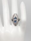 Antique 1920s 2ct Certified NO HEAT Blue Sapphire Diamond Platinum Filigree Ring