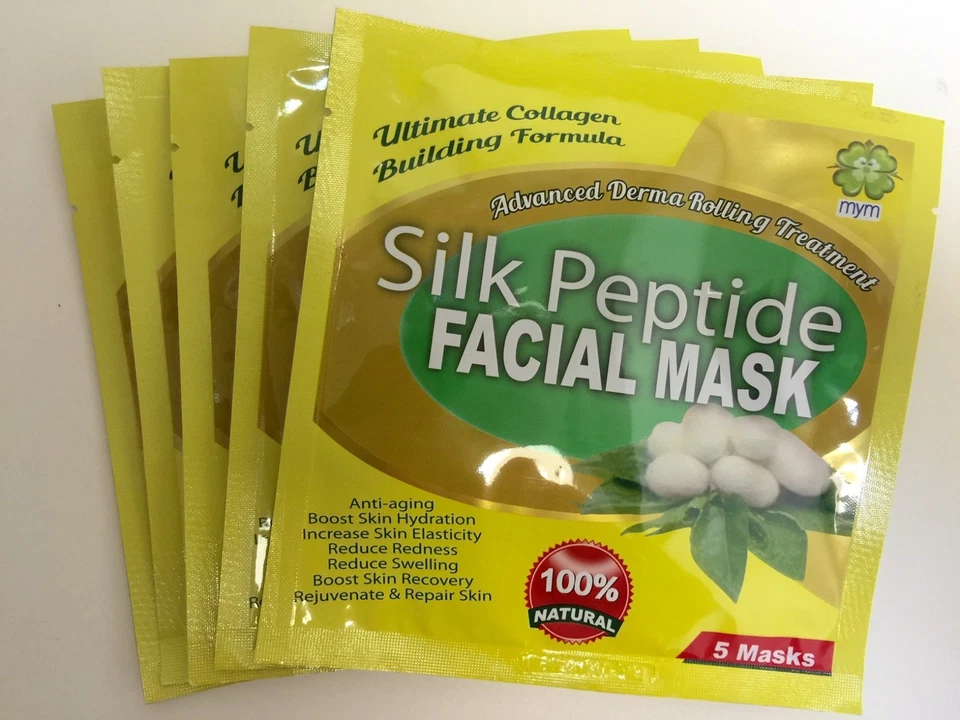 MyM Peptide Silk Facial Mask, Unisex, Anti Wrinkles Anti-Aging x5 packs - Image 1 of 2