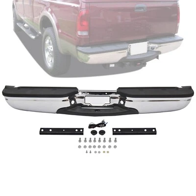 Conjunto de para-choque traseiro para 1999-2007 Ford F250 F350 Super Duty cromado FO1101141 - Imagem 1 de 4