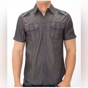 Affliction Herren Slim Small Premium Run This Town Hemd Chambray blau - Bild 1 von 13