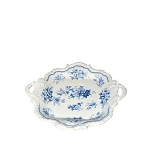 Jahan Rowers Ridgeway antik um 1814-1830 blau Blumen Serviertablett 9 5/8" - Bild 1 von 7